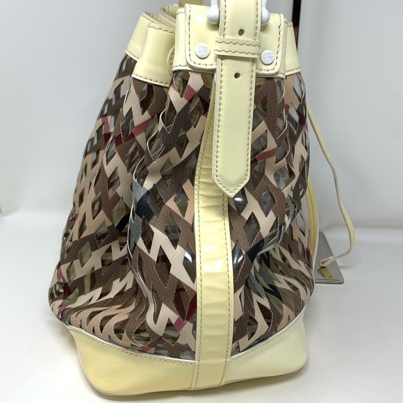 Burberry Patent Leather Clear Check Bucket Bag